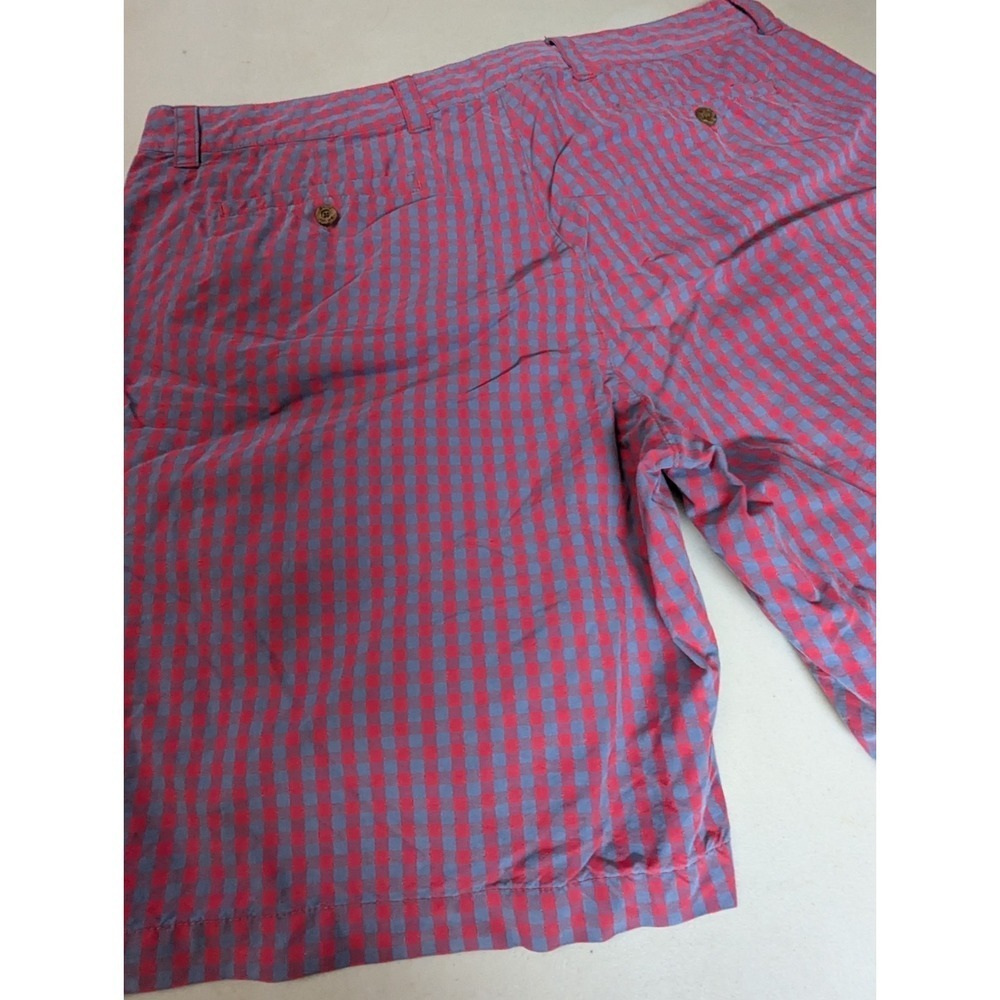 Tailor Vintage Shorts Mens sz 32 Red Blue Gingham Check Chino Beach Preppy - Picture 9 of 16